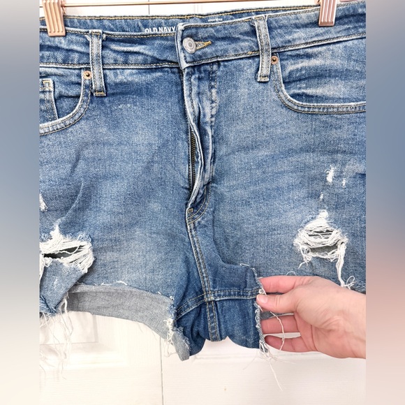 Old Navy Women's Ripped Blue Jean Shorts - Picture 2 of 4